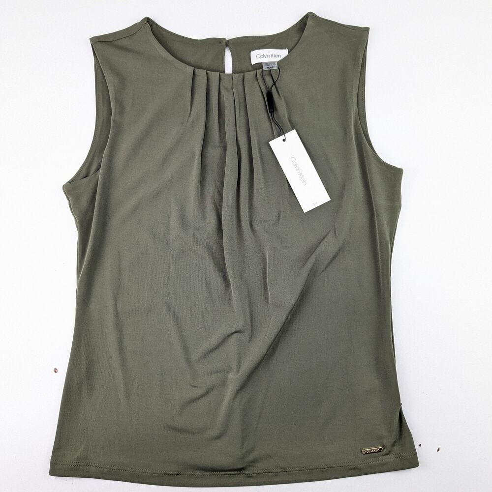 Calvin Klein Women's Small Sleeveless Dressy Top - Olive Green
